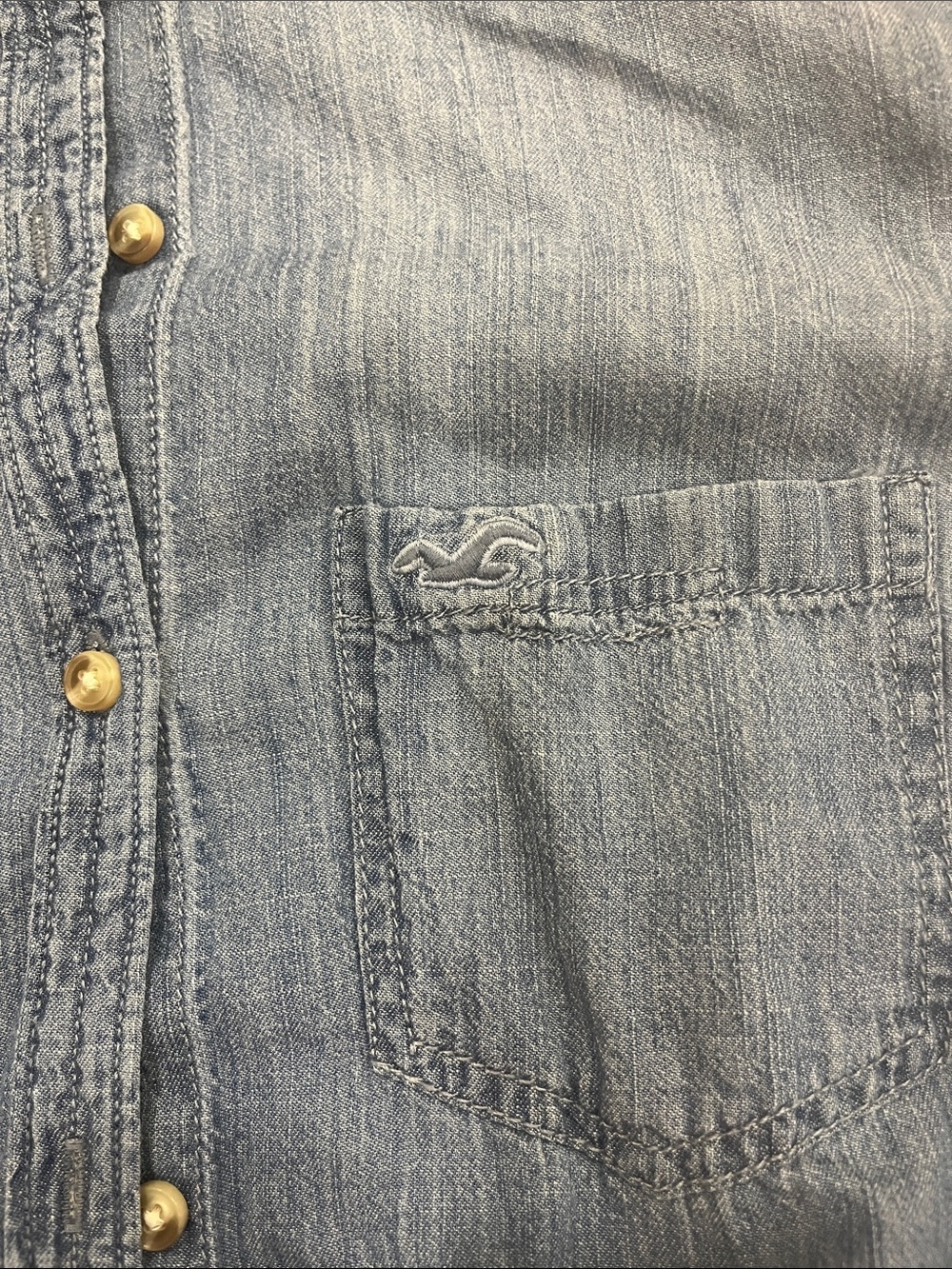 Hollister Light Blue Denim Button-Down Shirt - Picture 2 of 4